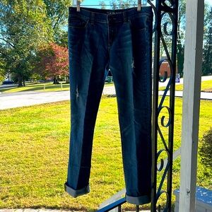 ⭐️ New York & Co low rise skinny blue distressed denim jeans whisking women 6
